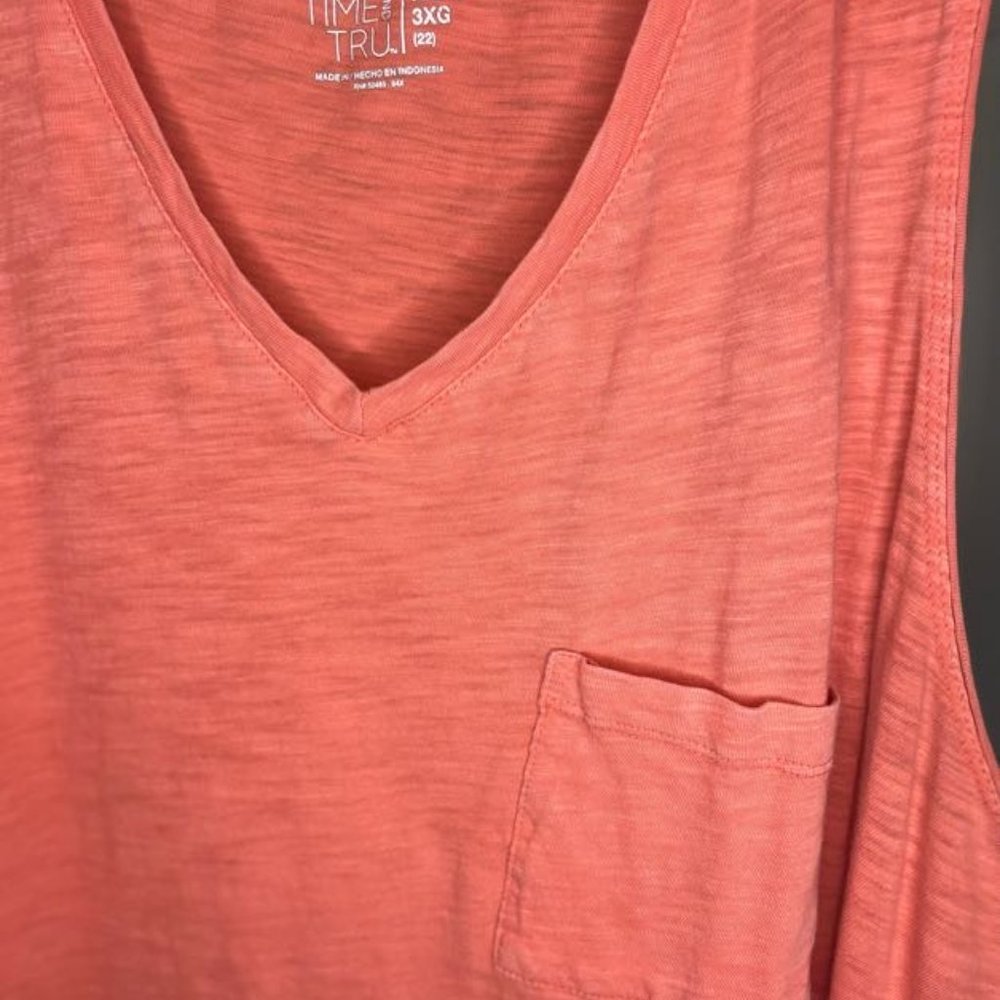 Coral Fire Sleeveless Pocket Tee